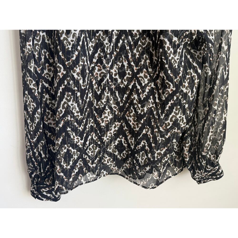 Marie Oliver Lauren Mixed Print Long Sleeve Blouse with Scarf Detail Black Small - Picture 12 of 13